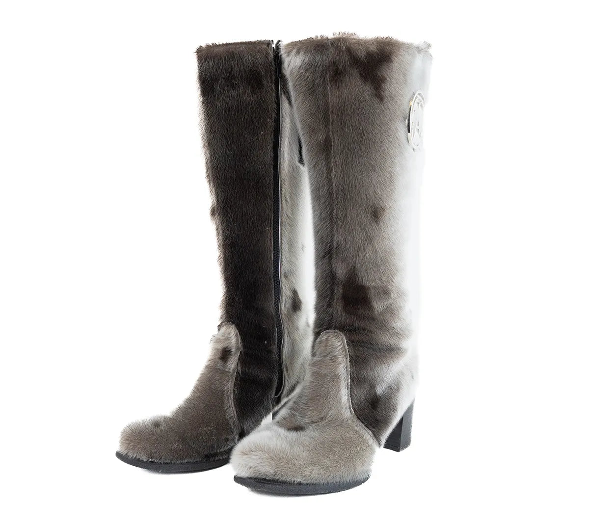 Bottes à talon haut en Loup Marin Minu naturel