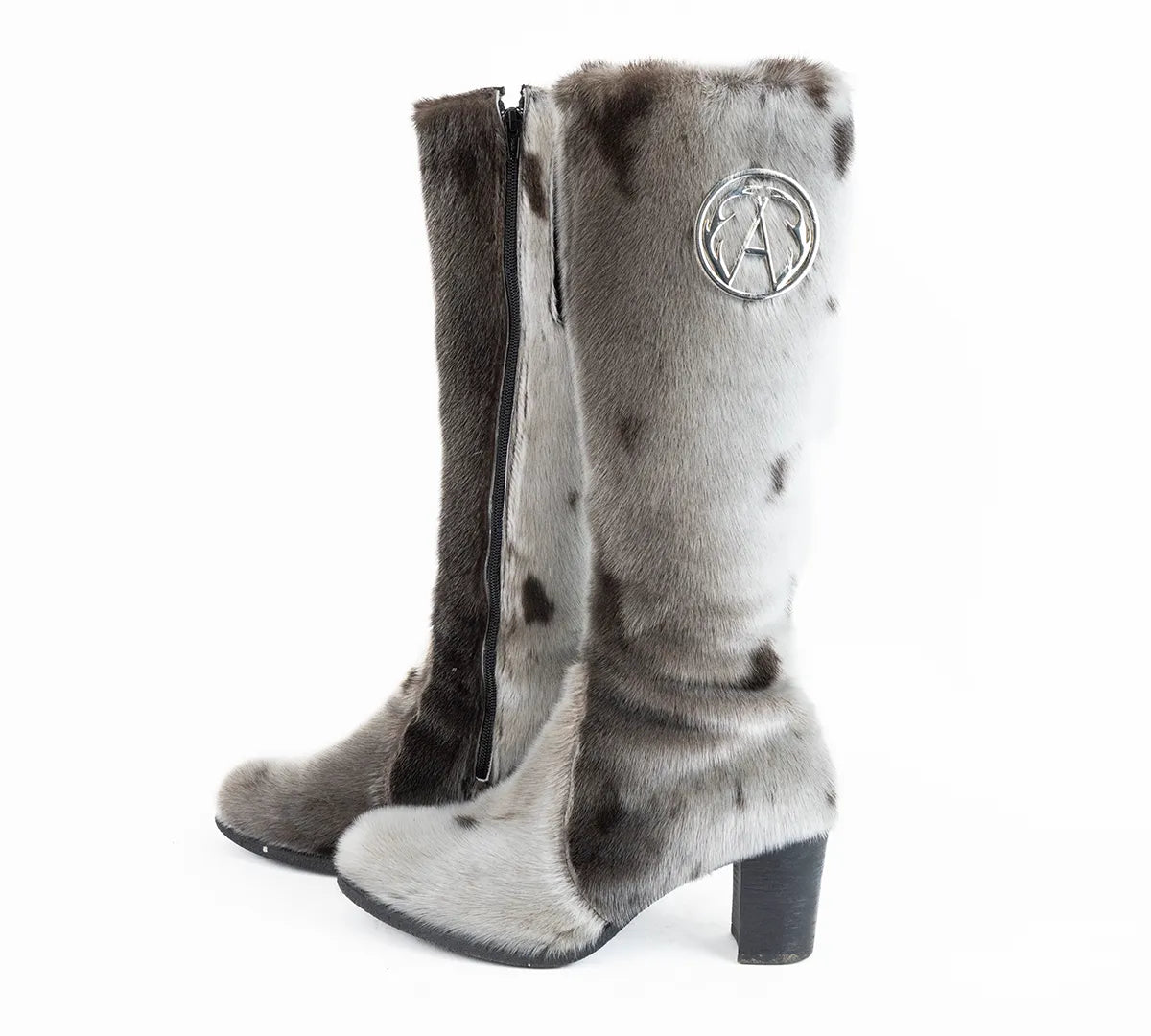 Bottes à talon haut en Loup Marin Minu naturel