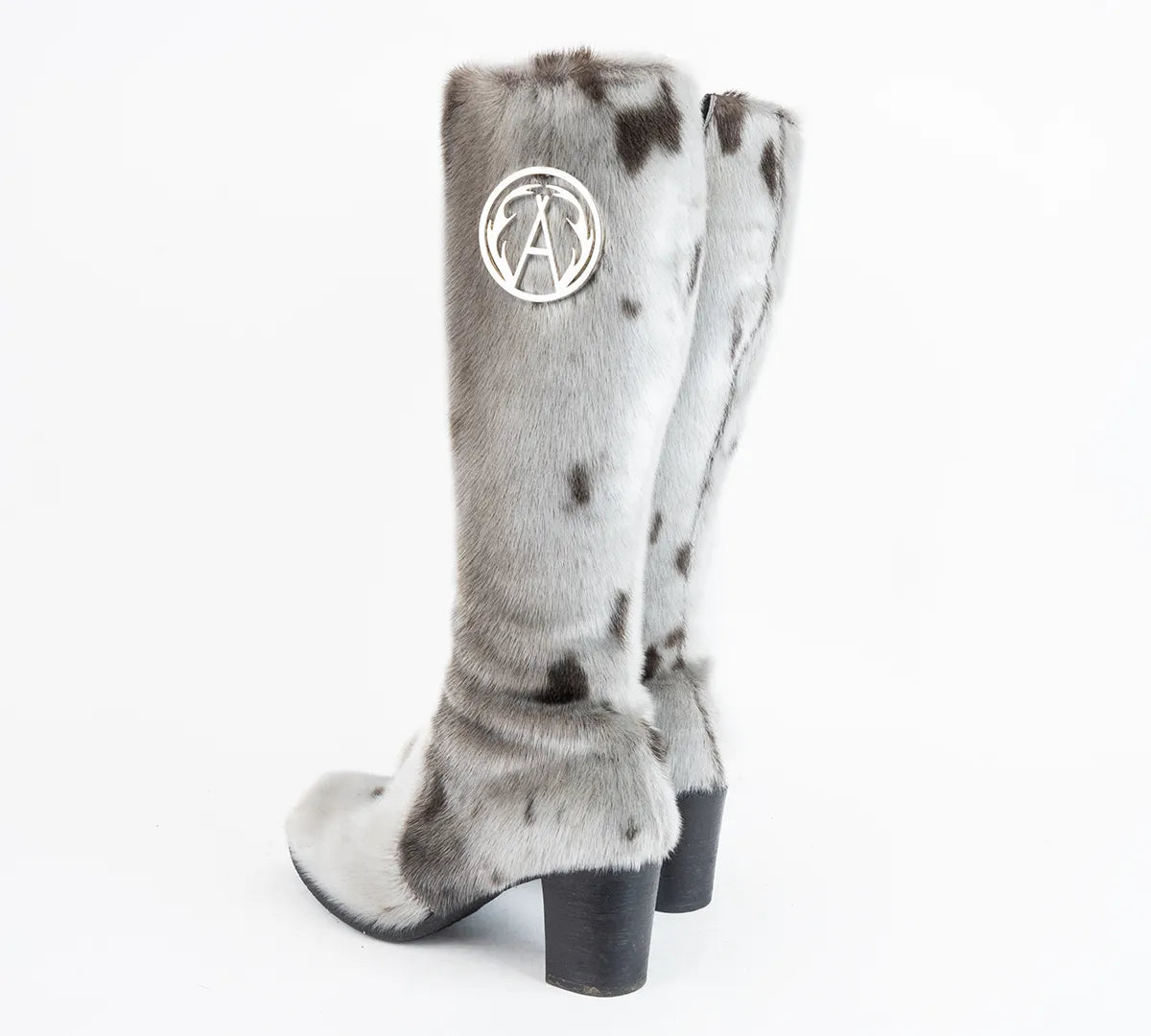 Bottes à talon haut en Loup Marin Minu naturel